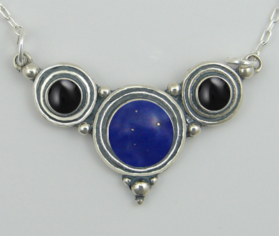 Sterling Silver Gemstone Necklace With Lapis Lazuli